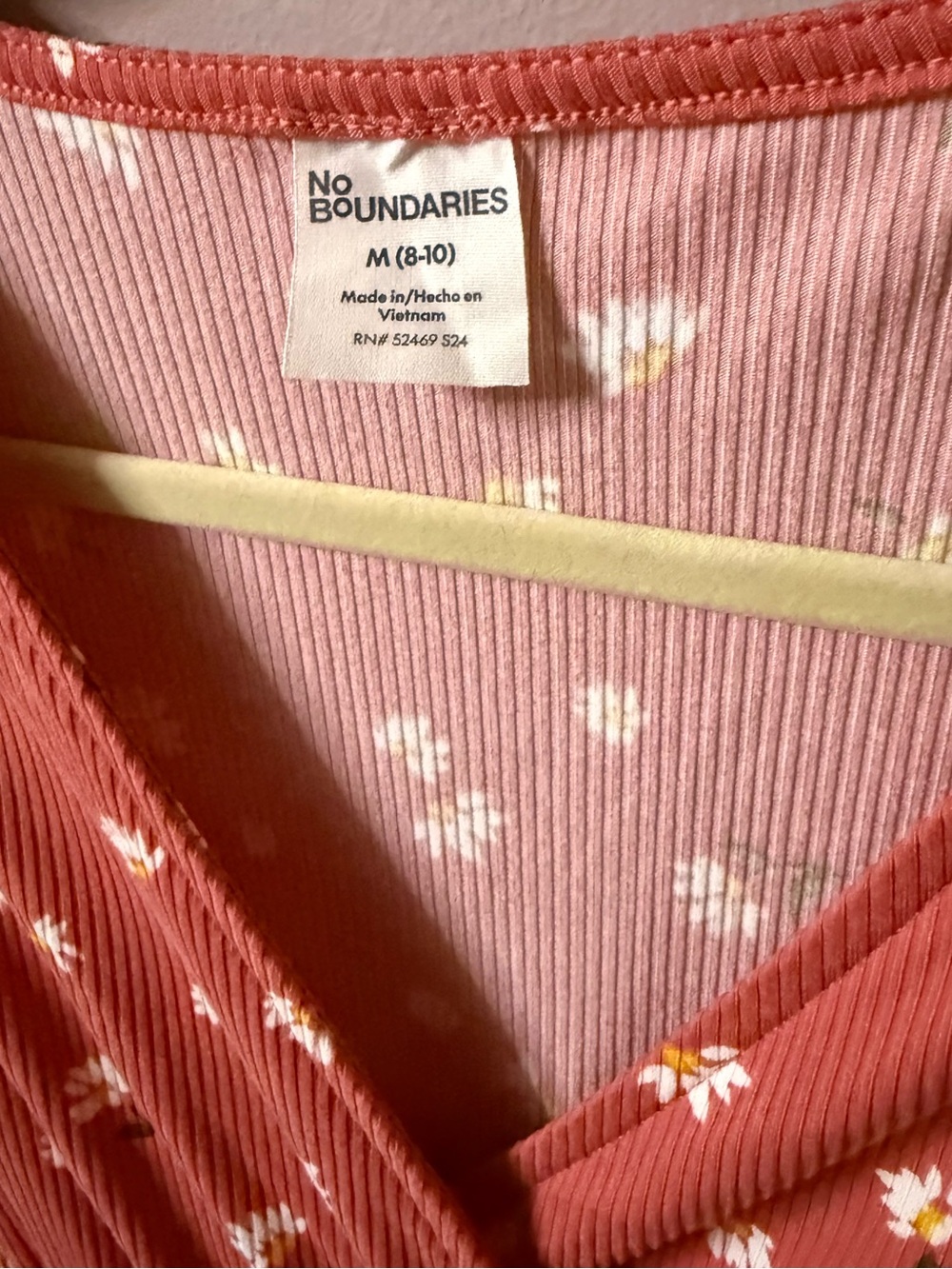 No Boundaries Coral Pink Floral Wrap Top Midi Dress Size M - Picture 3 of 3